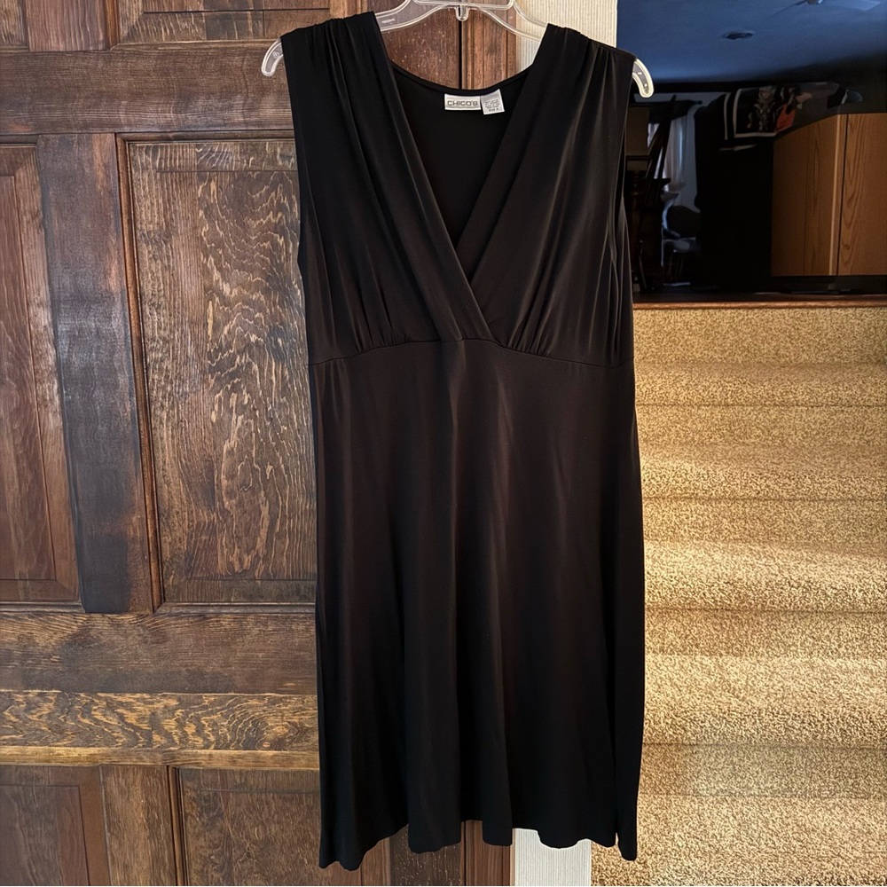 Chico's Black Wrap-Style Sleeveless Dress
